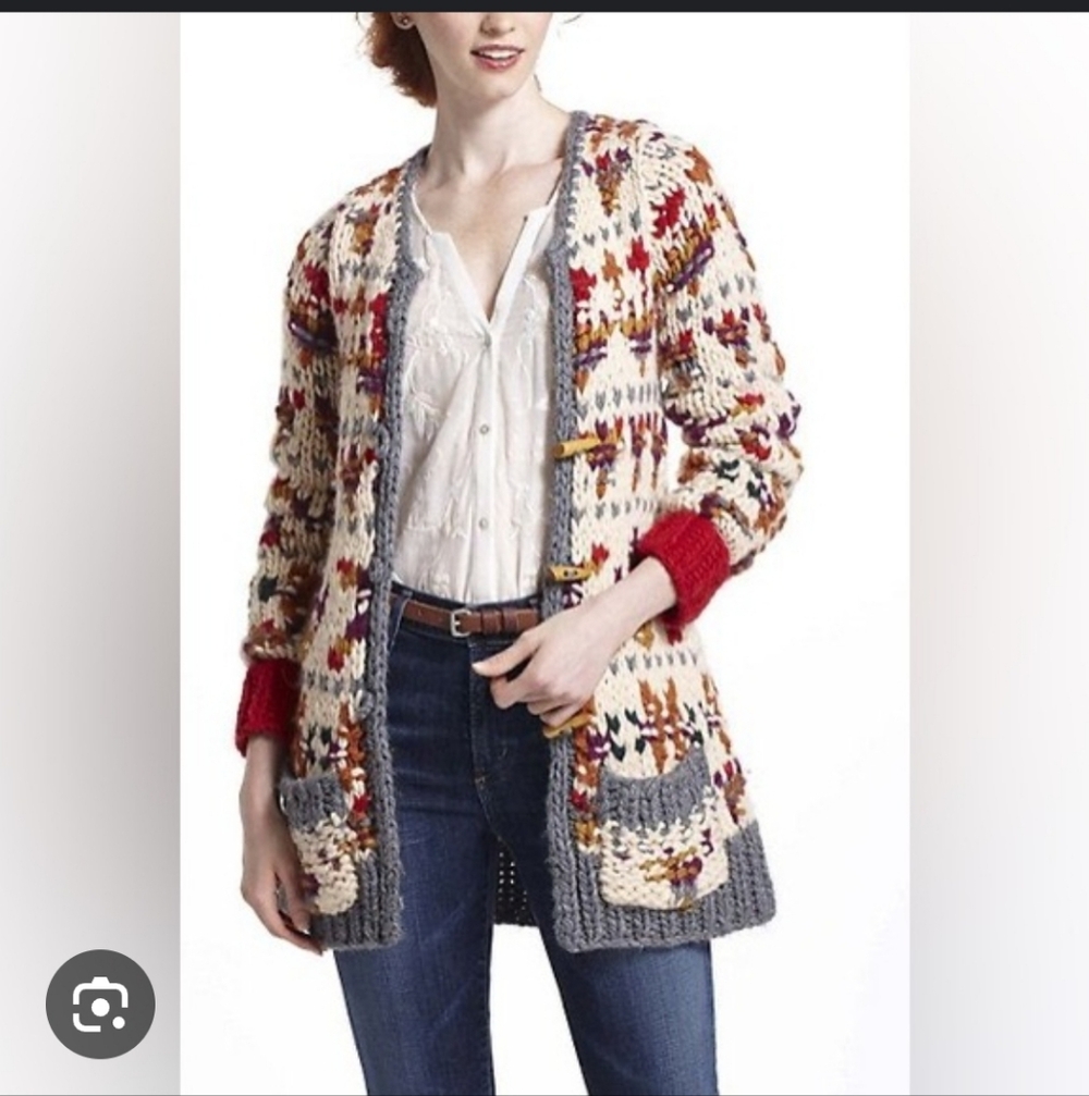 Anthropologie Sleeping On Snow Multicolor Knit Cardigan